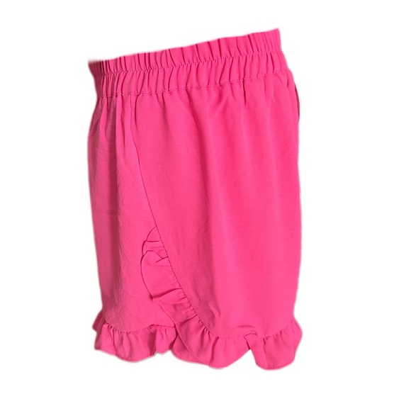 Umgee Pink High Waist Women's Shorts Ruffle trim Oversized Medium - Picture 5 of 13